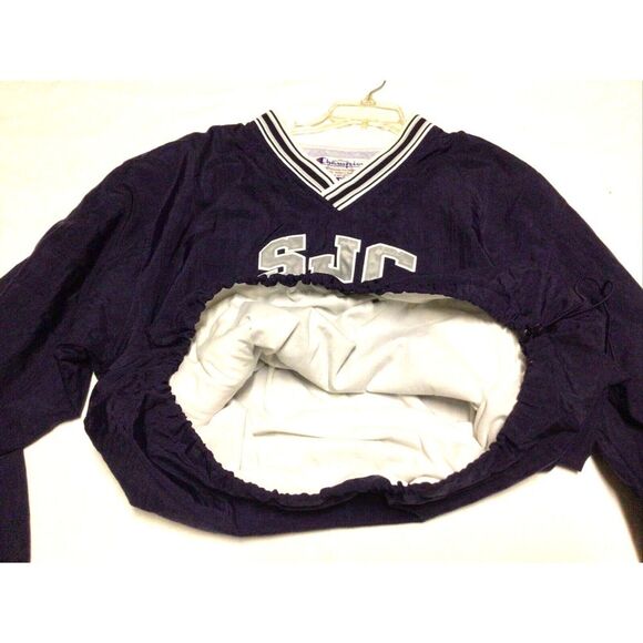 Vintage 1990’s Champion Blank/Sz XL Lined V-neck Pullover Windbreaker Jacket - Picture 7 of 8